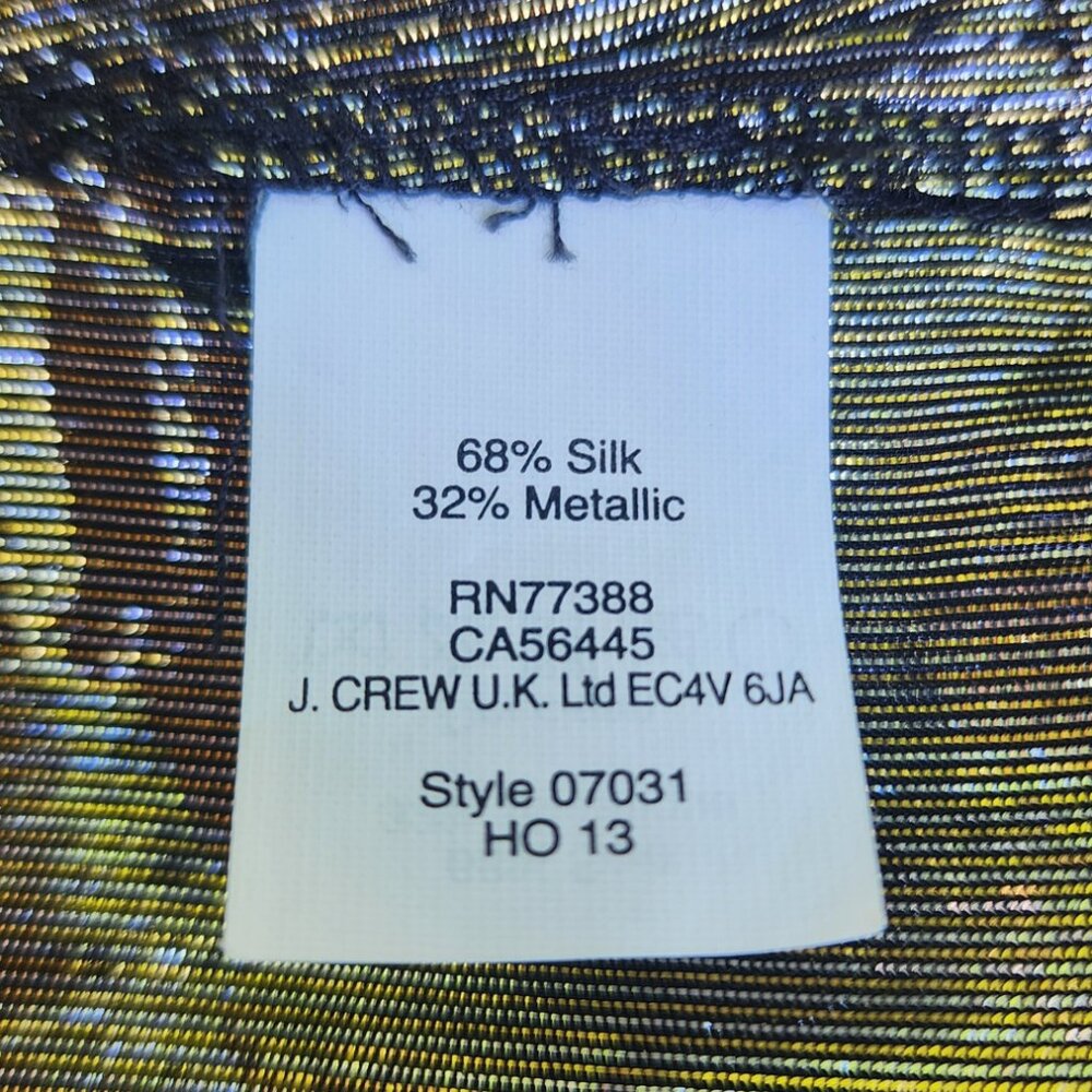 J Crew Black Label Metallic Gold Silk Blend Tunic Blouse, size 4 - Picture 11 of 11